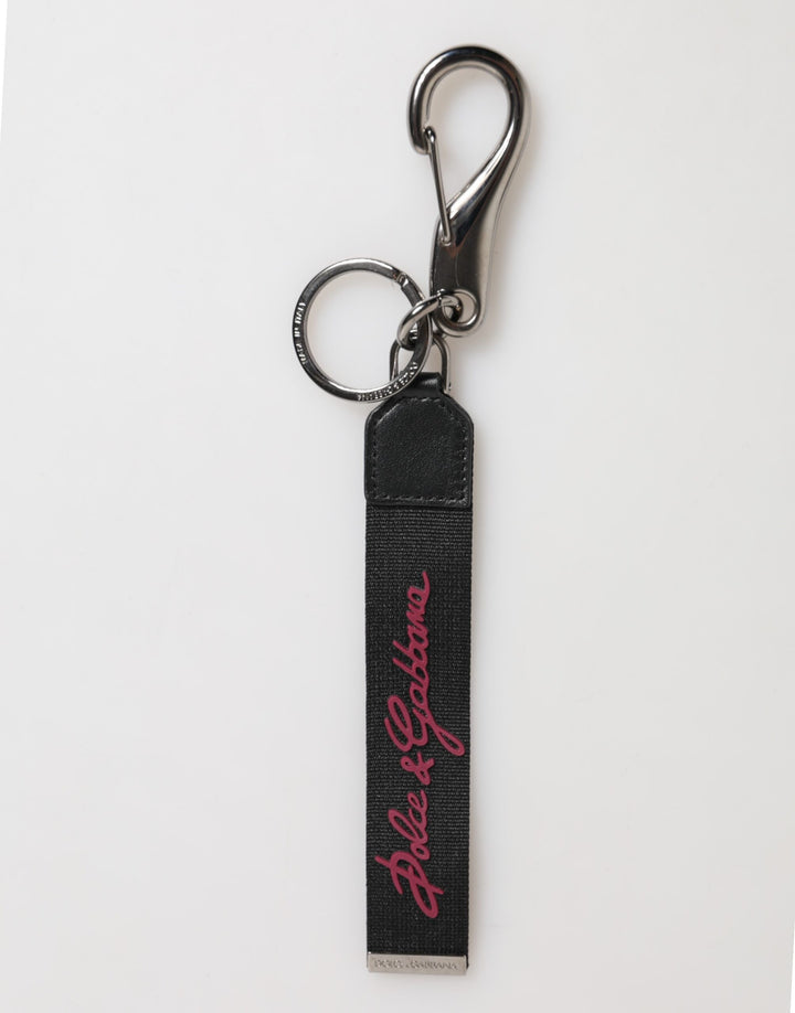 Black Burgundy Polyester DG Logo Men Keychain Keyring