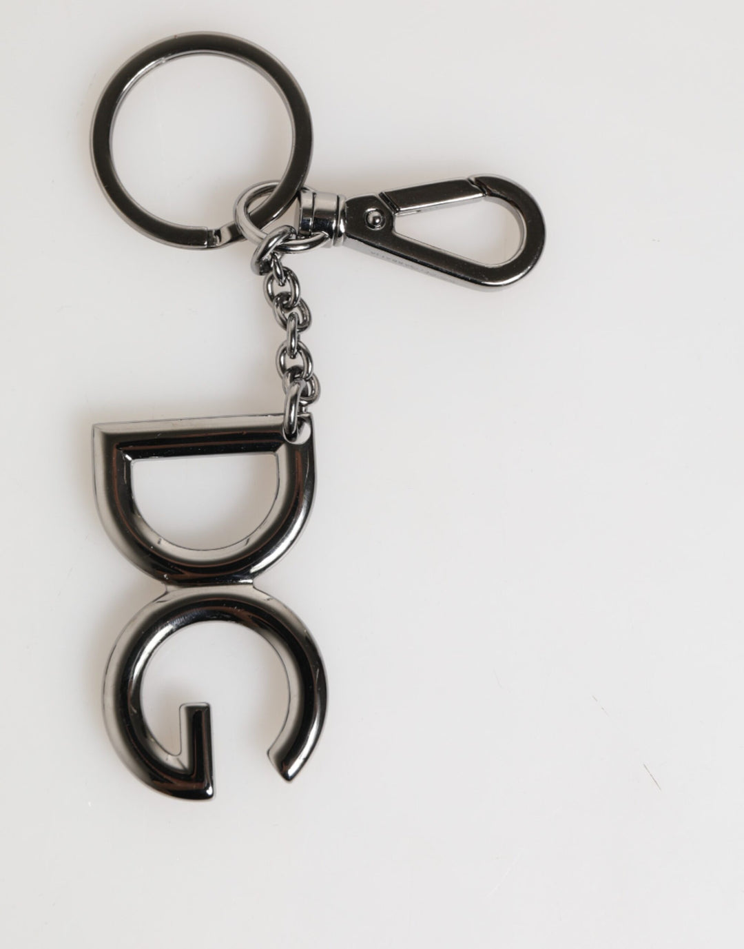 Silver Brass DG Logo Metal Keychain Holder Men Keyring