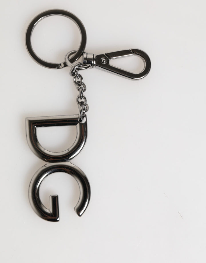 Silver Brass DG Logo Metal Keychain Holder Men Keyring