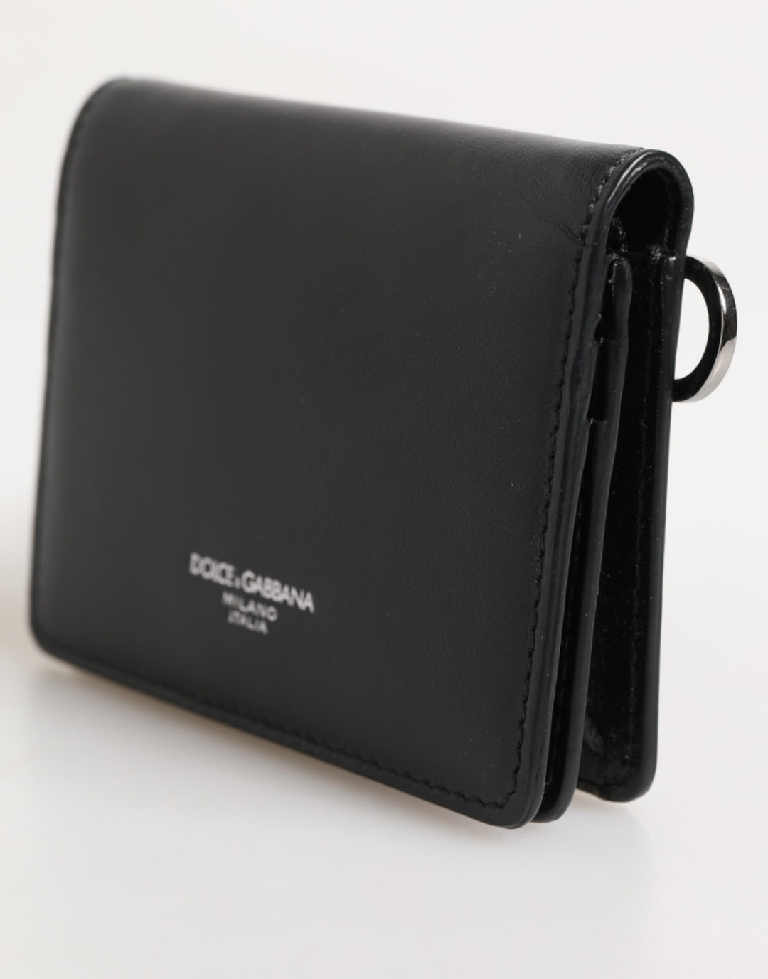 Black Leather DG Logo Bifold Card Holder Men Borse Wallet