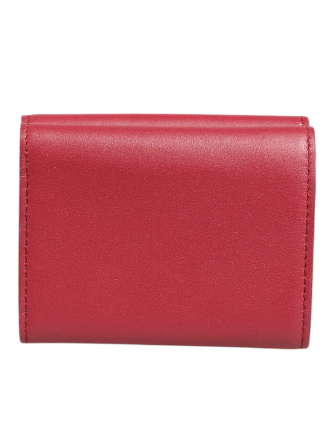 Red Leather Bold Logo Print Trifold Card Holder Wallet