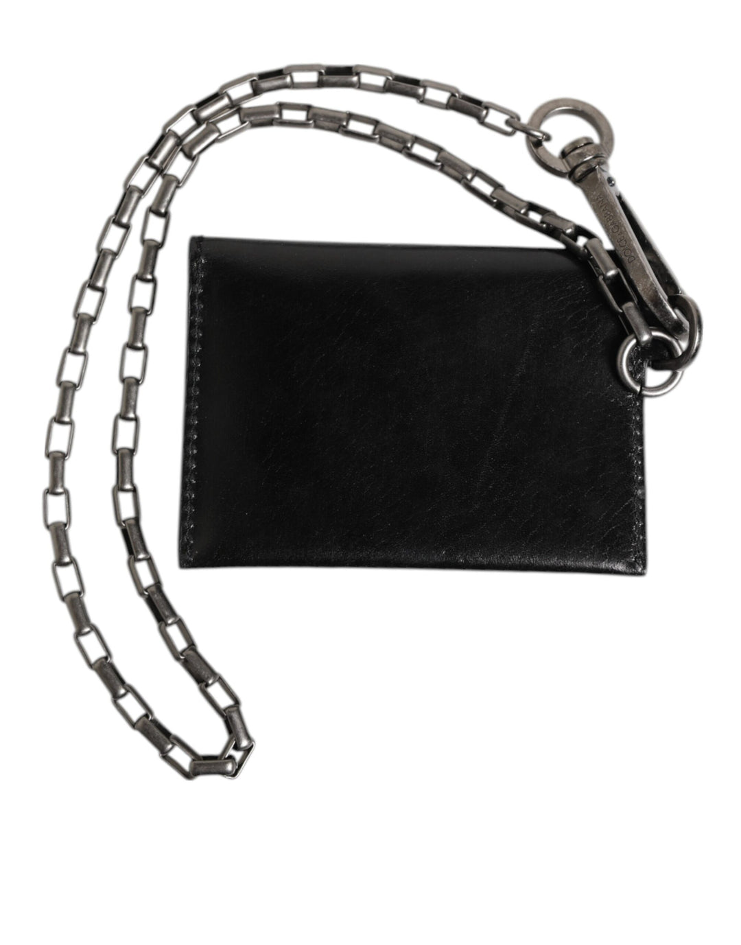 Black Cavallo Leather Wallet Chain Snap Bifold Card Holder
