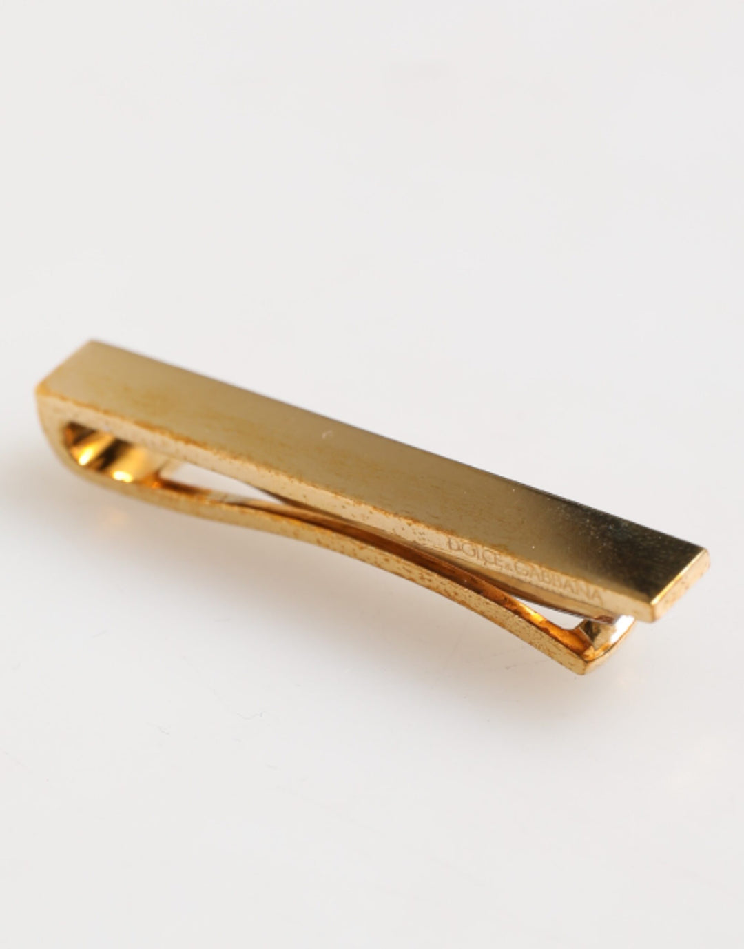 Gold Tone Brass Logo Branded Men Accessory Tie Clip Bar
