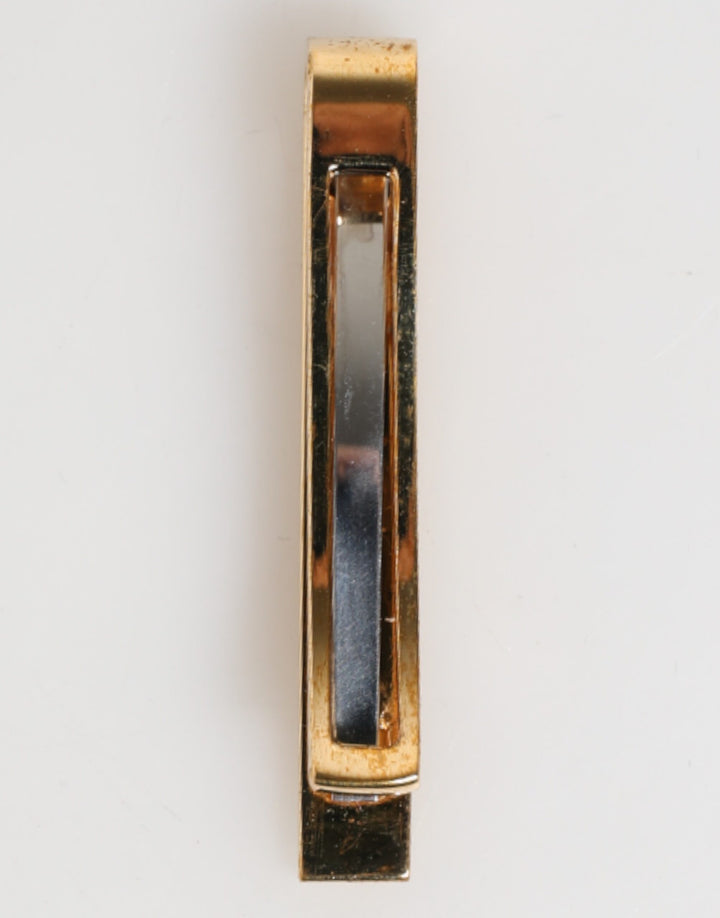 Gold Tone Brass Logo Branded Men Accessory Tie Clip Bar