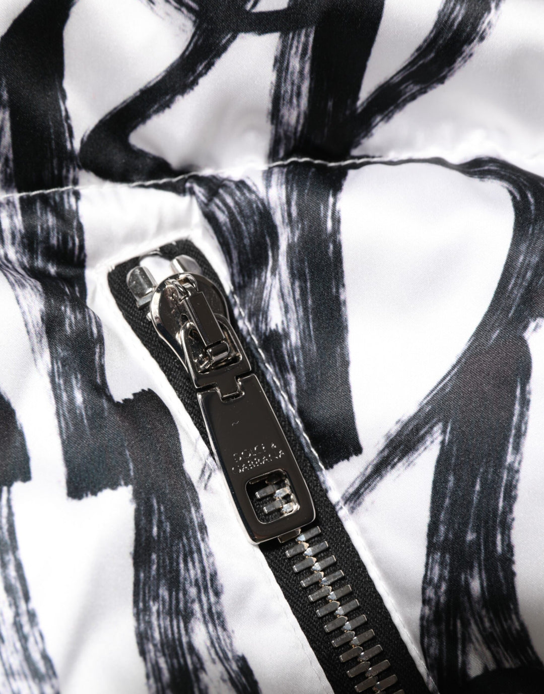 White Black Graffiti Logo Puffer Bomber Jacket