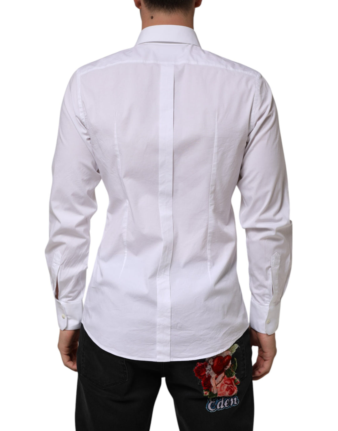 White Cotton GOLD Long Sleeves Formal Men Shirt