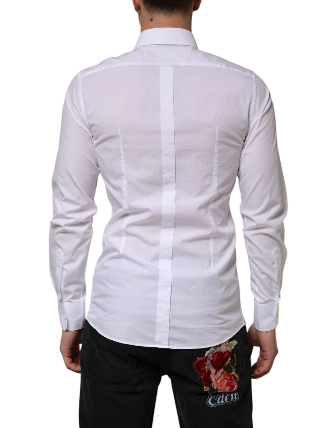 White Cotton GOLD Formal Men Longsleeves Shirt