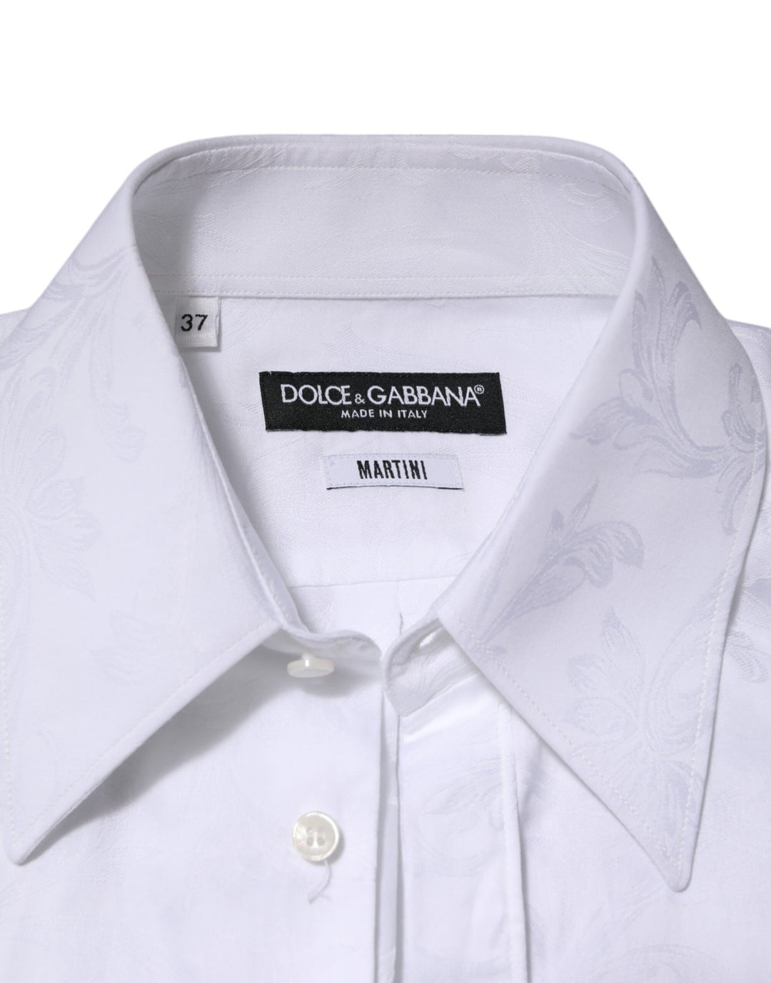 White Cotton MARTINI Paisley Jacquard Shirt