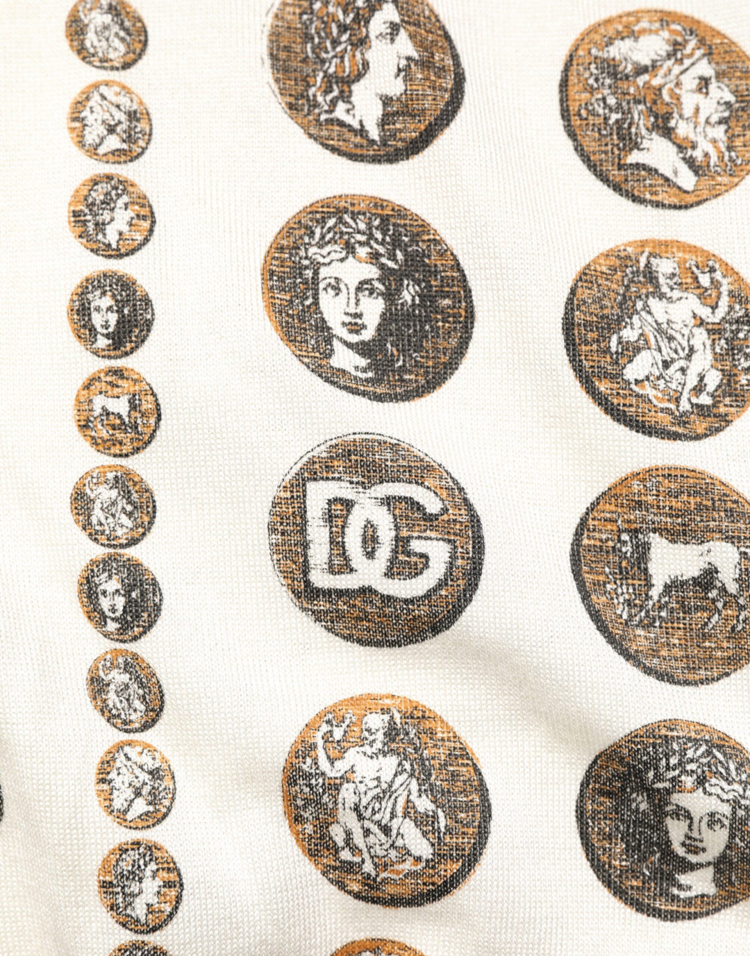 Silk Ivory Coin Print Logo Men Polo T-shirt