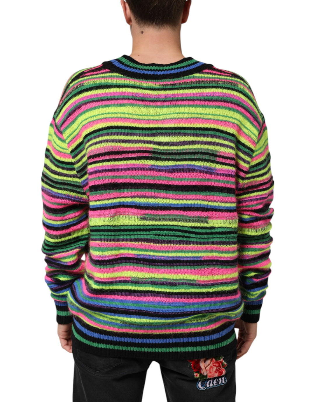 Multicolor DG Logo V-Neck Knit Pullover Sweater