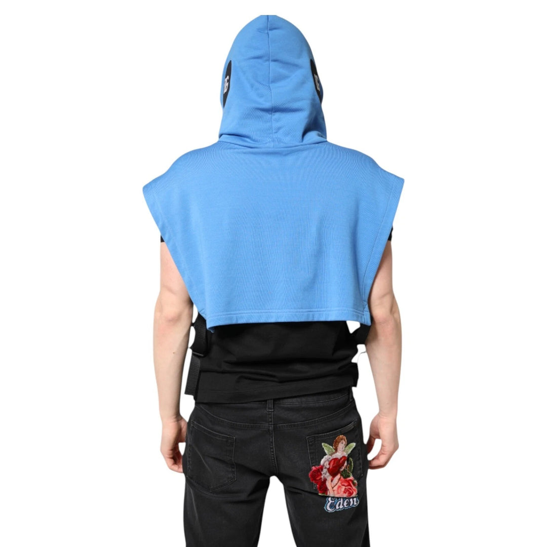 Blue Cotton Hooded Men Sportswear One Size Vest