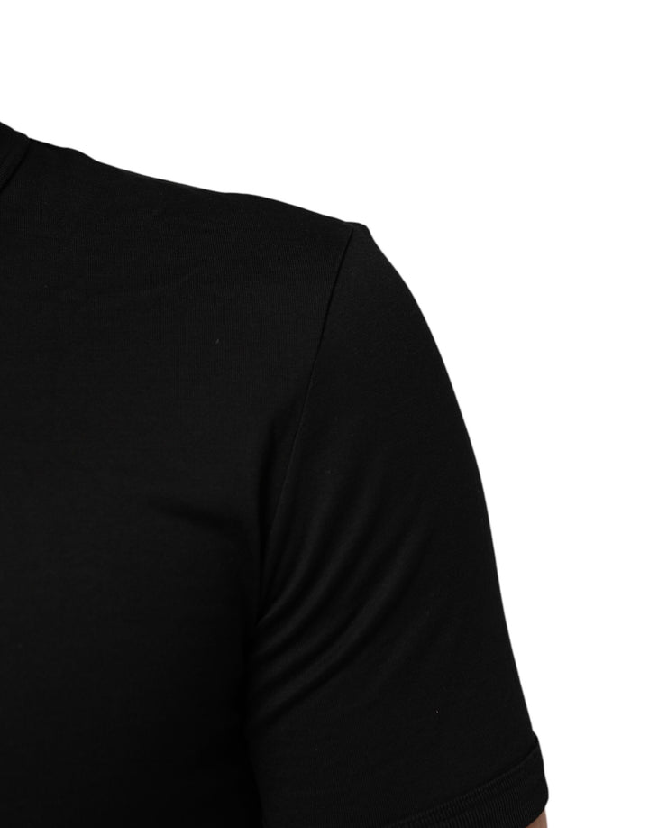 Black Cotton Plain V-Neck Men Shirt T-shirt