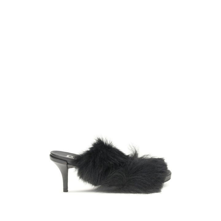 Fur-trimmed mules Sandals