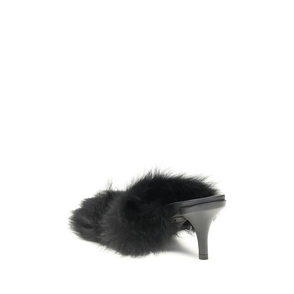 Fur-trimmed mules Sandals