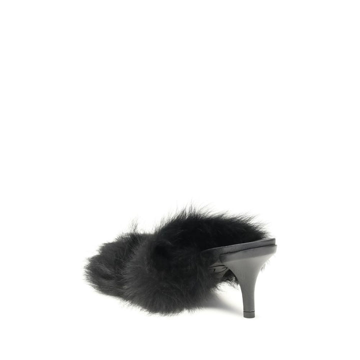 Fur-trimmed mules Sandals