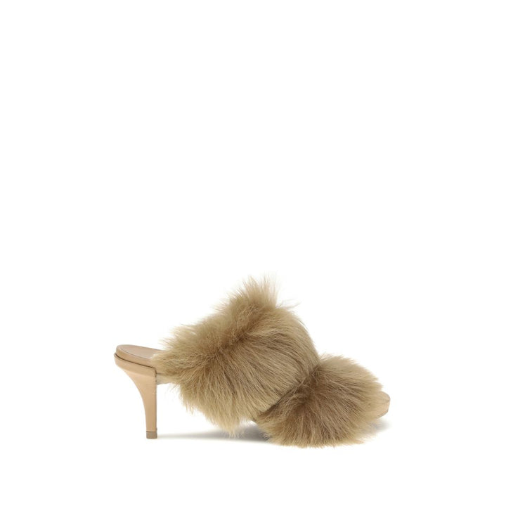 Fur-trimmed mules Sandals