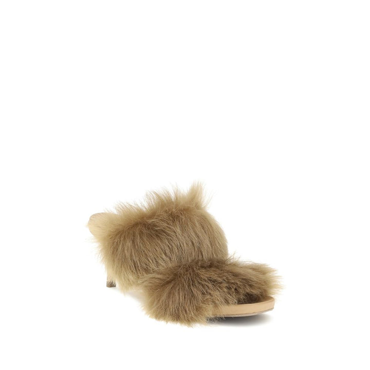 Fur-trimmed mules Sandals