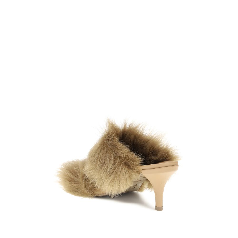 Fur-trimmed mules Sandals