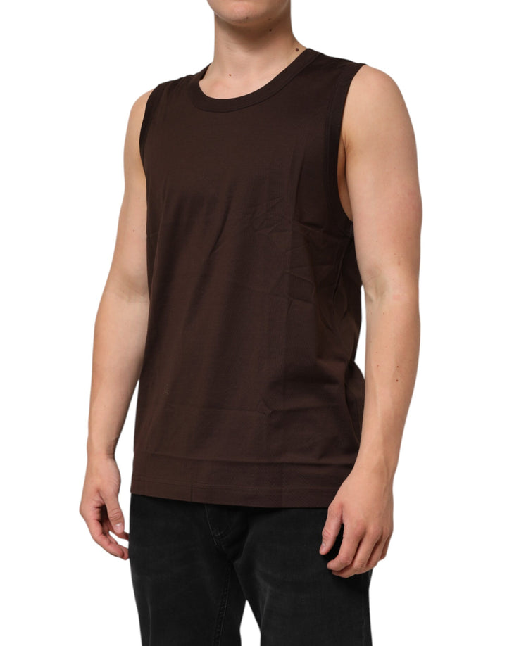 Brown Cotton Sleeveless Underwear Men Tank Top