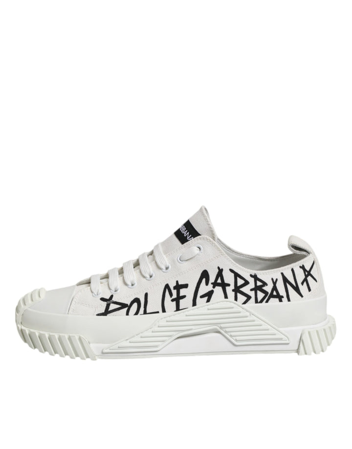 White Logo Graffiti Low Top Sneakers Shoes