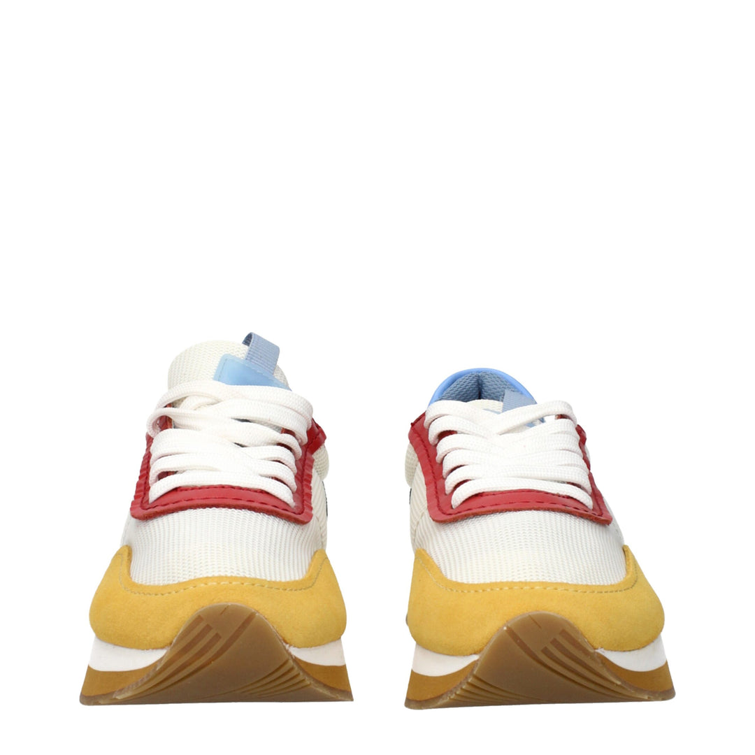 White Fabric Low Tops