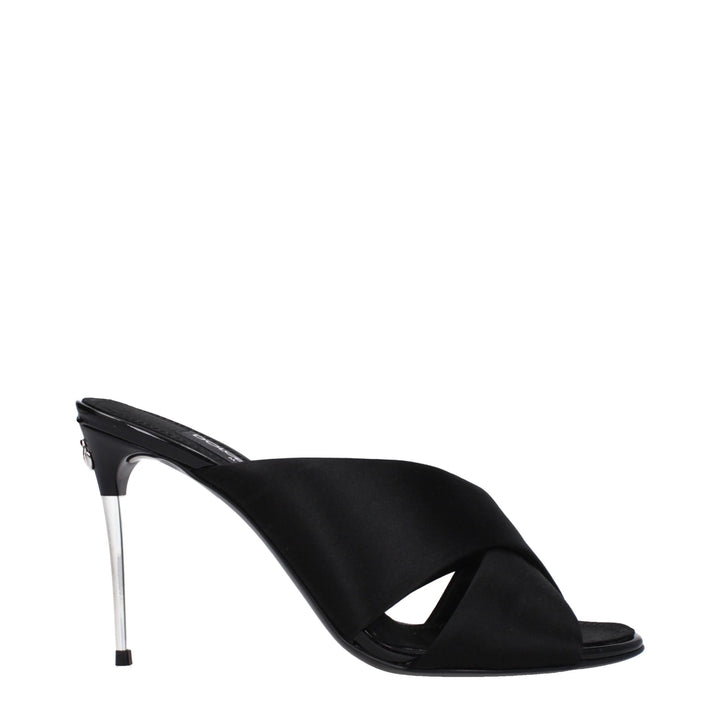 Dolce & Gabbana Black Satin Stiletto Heels Sandals