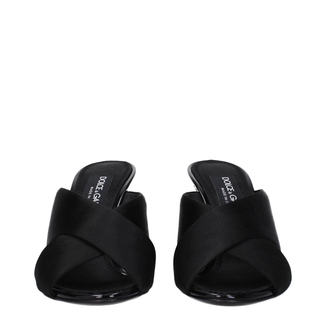 Dolce & Gabbana Black Satin Stiletto Heels Sandals