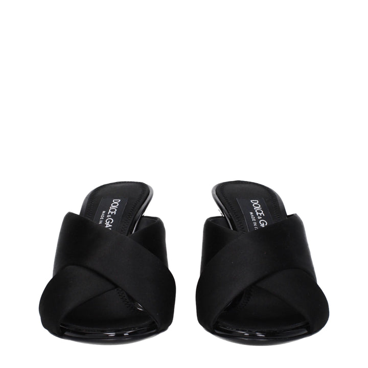 Dolce & Gabbana Black Satin Stiletto Heels Sandals