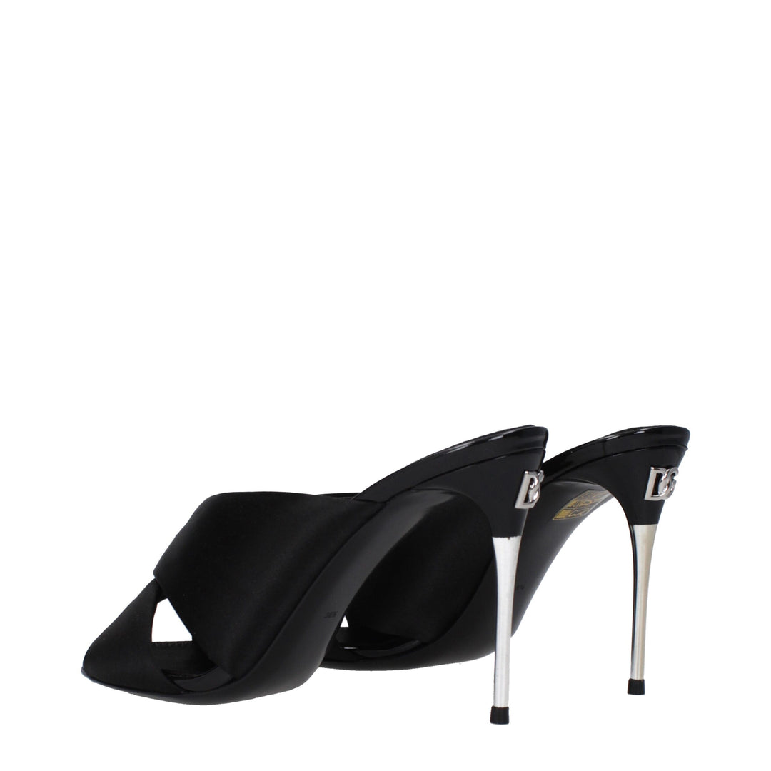 Dolce & Gabbana Black Satin Stiletto Heels Sandals