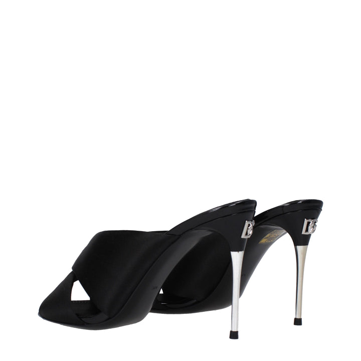 Dolce & Gabbana Black Satin Stiletto Heels Sandals