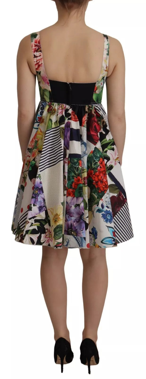 Multicolor Poplin Floral Mini Flared Dress