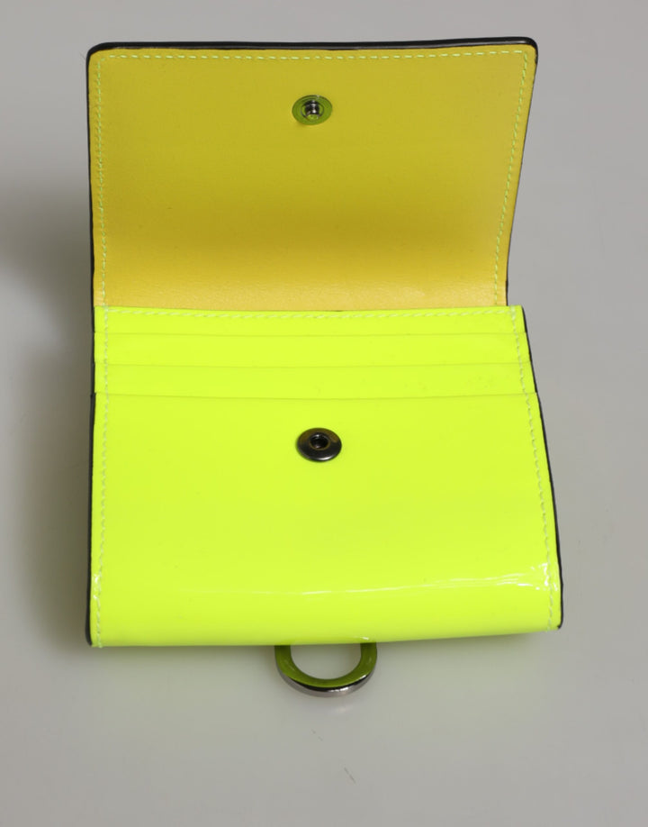 Yellow Green Bifold DG Logo Neck Strap Cardholder Wallet