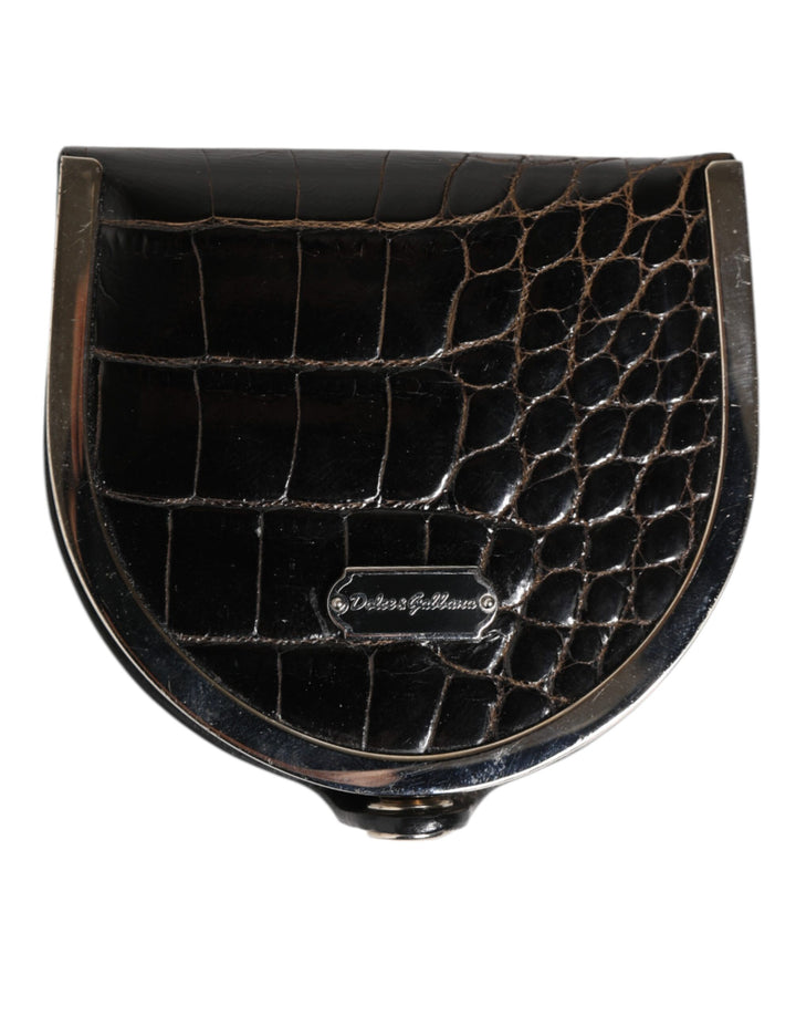 Black Polished Crocodile Leather Mens Coin Purse Wallet