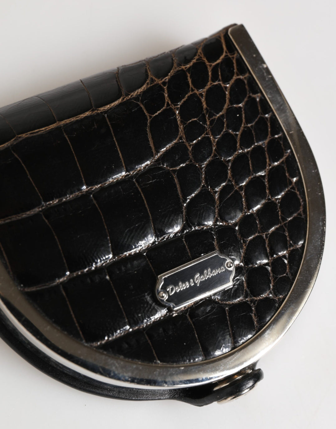 Black Polished Crocodile Leather Mens Coin Purse Wallet