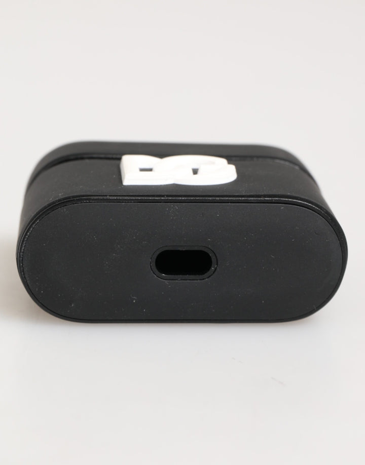 Black White Rubber Embossed Logo Accessory Airpods Case