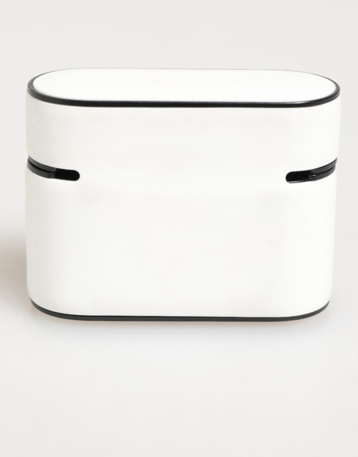 White Black Rubber Logo Embossed Accessory Airpods Case