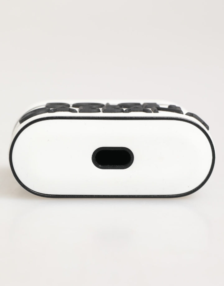 White Black Rubber Logo Embossed Accessory Airpods Case