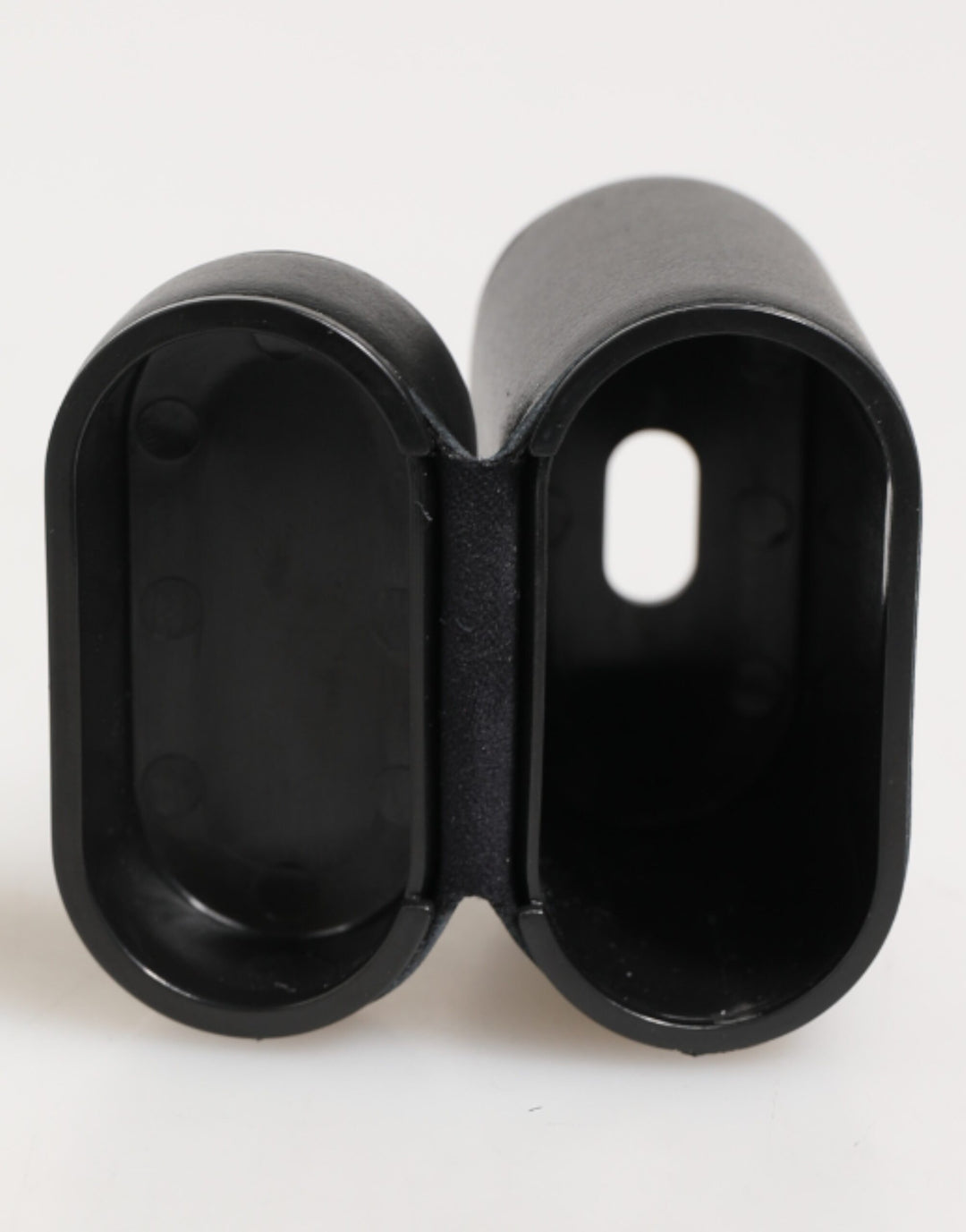 Black Calfskin Leather Logo Print Flip Holder Airpods Case