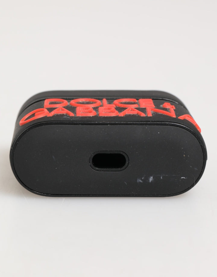 Black Orange Rubber Logo Embossed Accessory Airpods Case