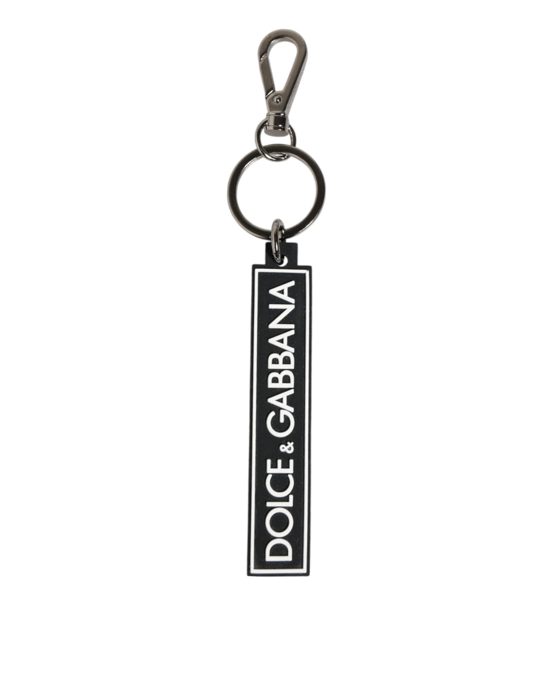 Black White DG Rubber Logo Silver Men's Holder Keyring