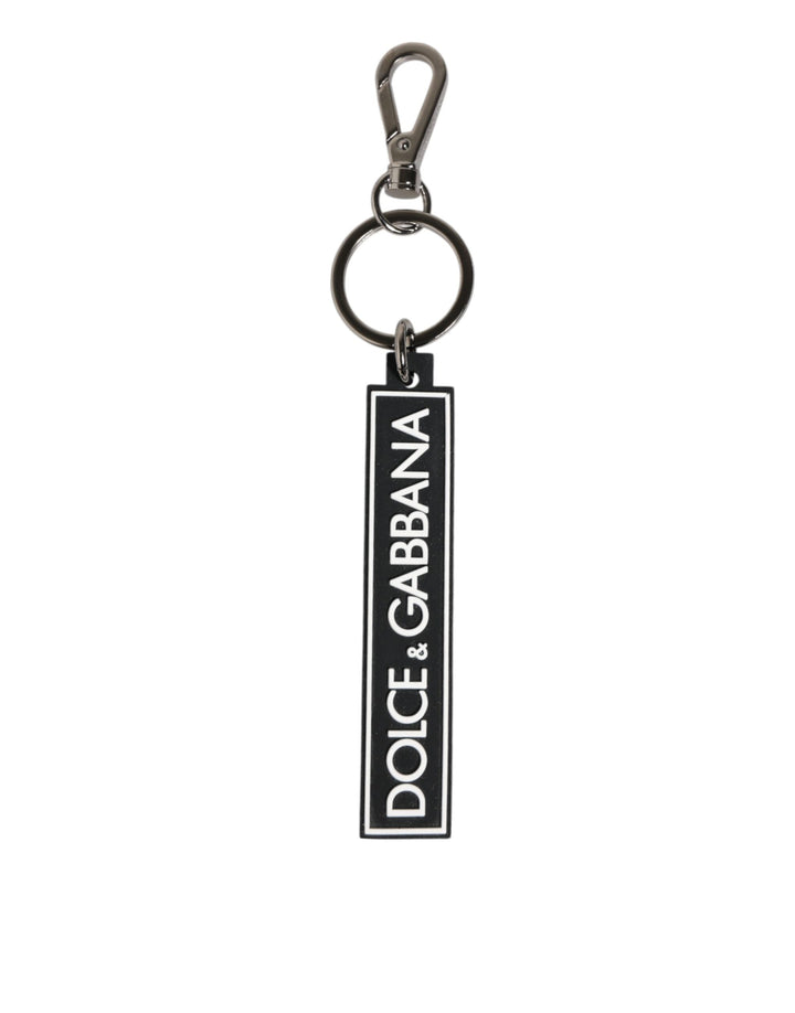 Black White DG Rubber Logo Silver Men's Holder Keyring