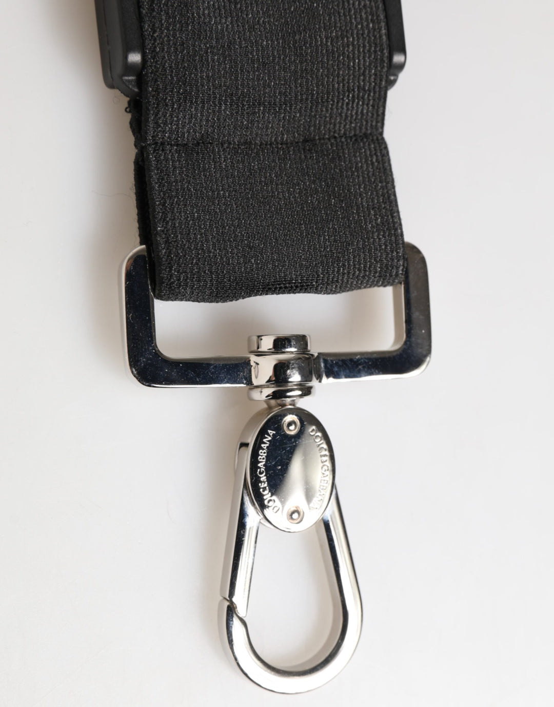 Black Polyester Stretch Rubberised DG Logo Men Keychain