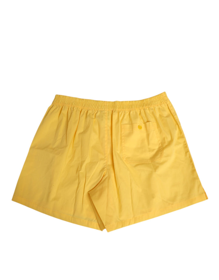 Yellow Cotton Elastic Waistband Short Swimwear