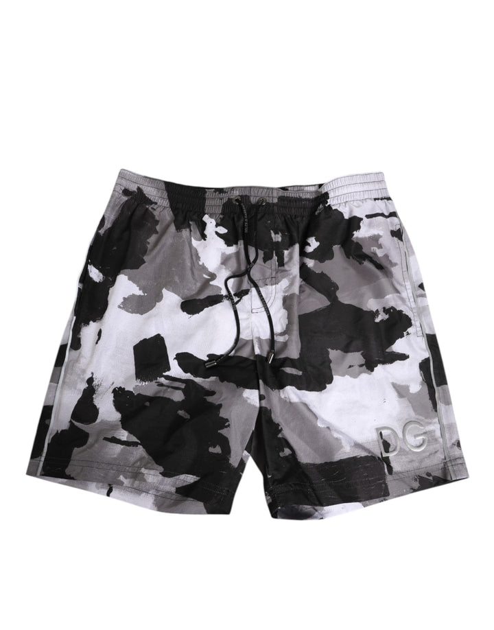 Black White Camouflage DG Logo Men Swimwear