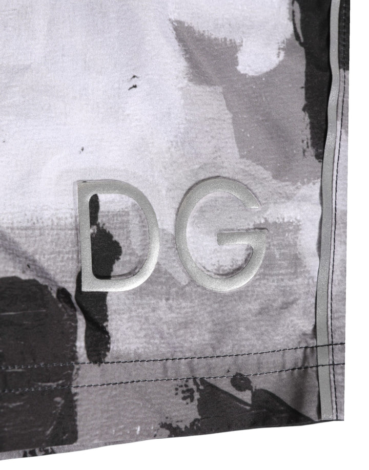 Black White Camouflage DG Logo Men Swimwear