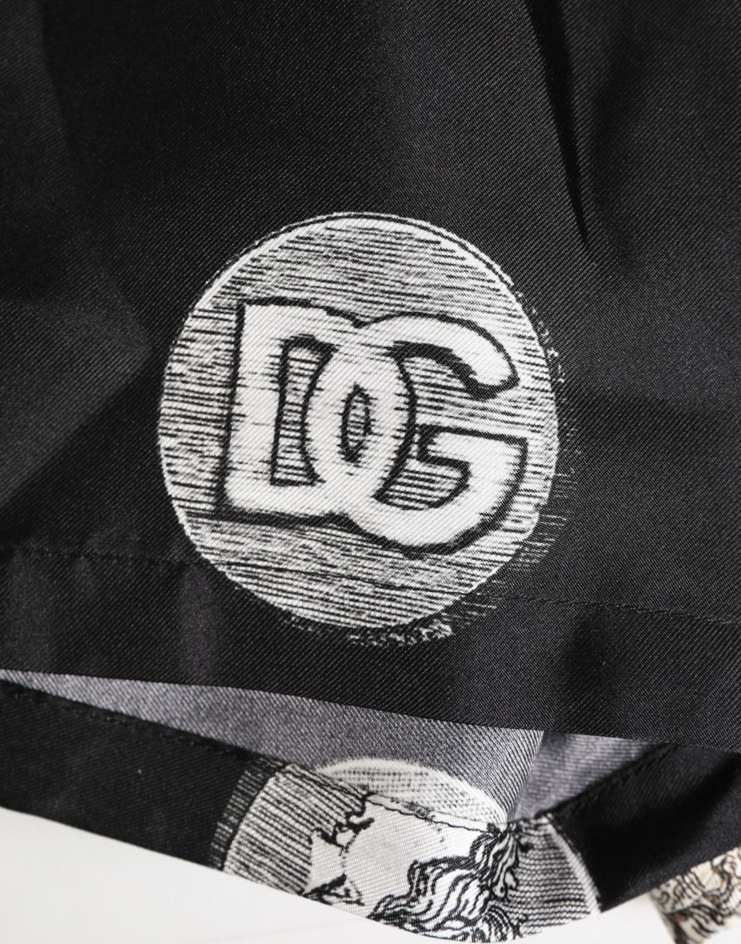 Black Silk Ancient Coin Print Boxer Short Swimwear