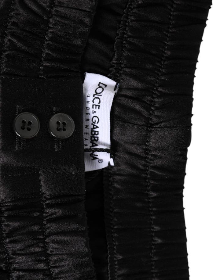 Black Silk Satin Elastic Men Boxer Short Swimwear