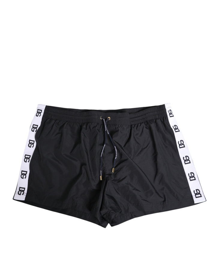 Black Nylon Side Logo Tape Shorts Swimwear