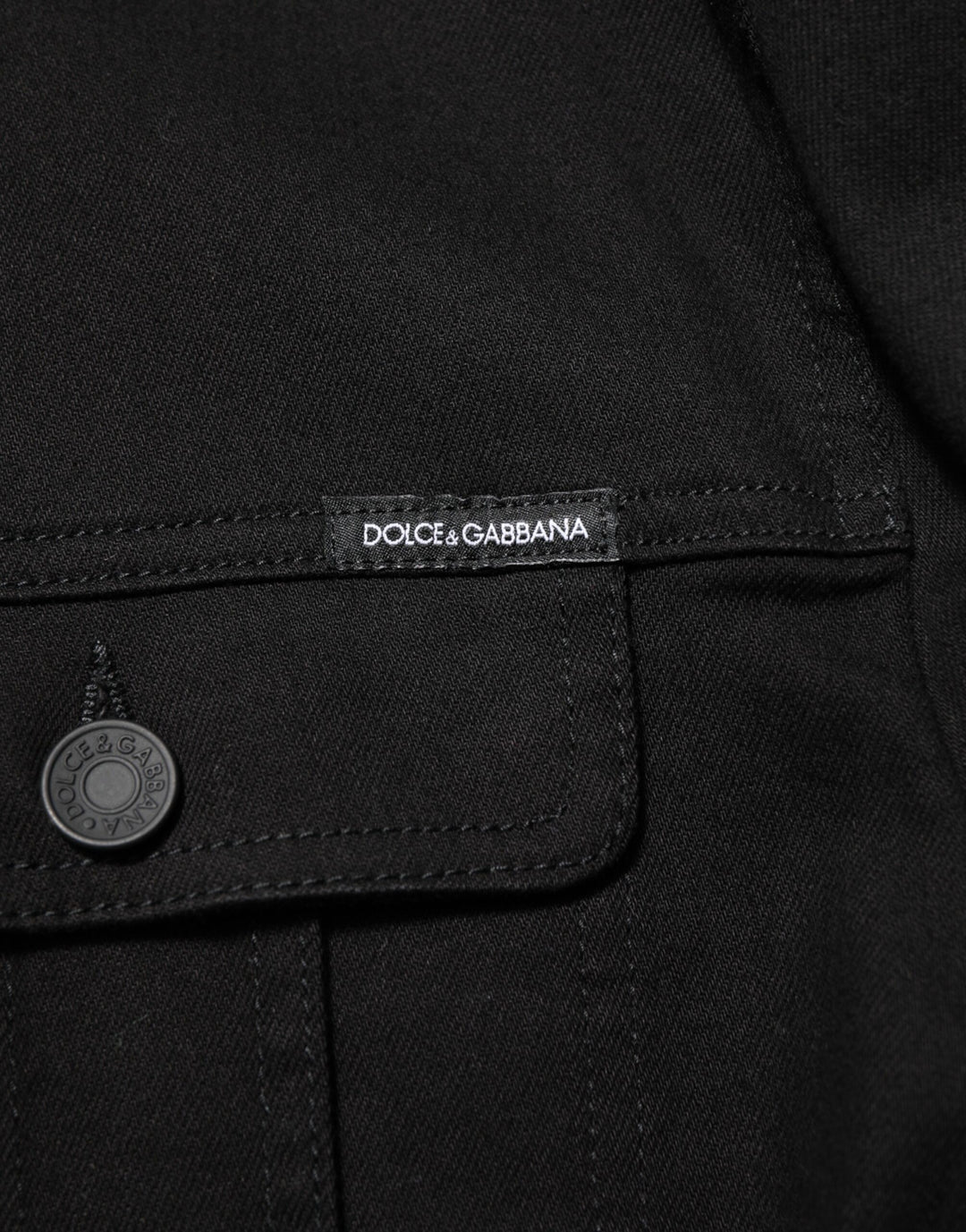 Black Cotton Denim Stretch Giubbotto Jacket