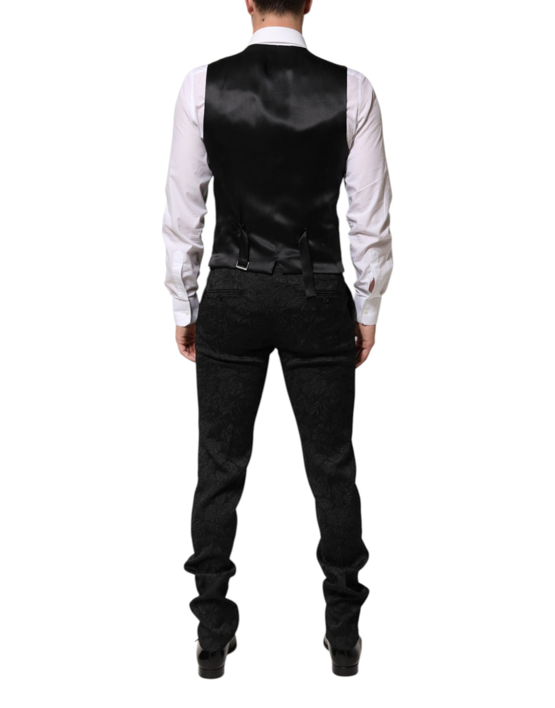 Dolce & Gabbana Black 3 Piece Brocade Jacquard Suit MARTINI